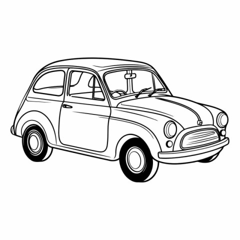 Vintage car icon. Hand drawn illustration of vintage car vector