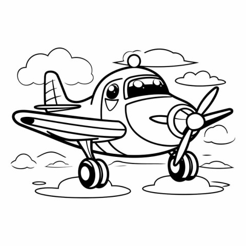 Airplane in the clouds. Coloring book for children