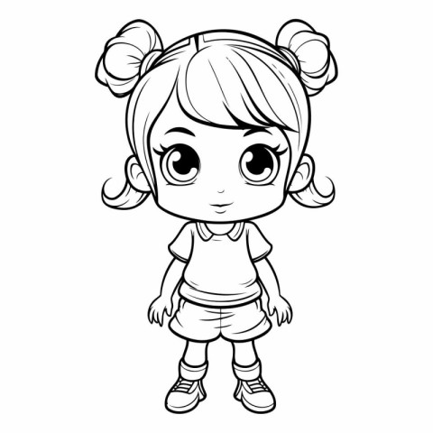 Cute little girl for coloring book or page.