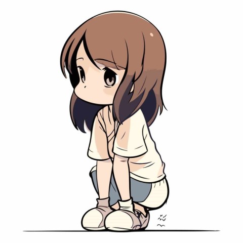 Illustration of a little girl with a sad expression on her face