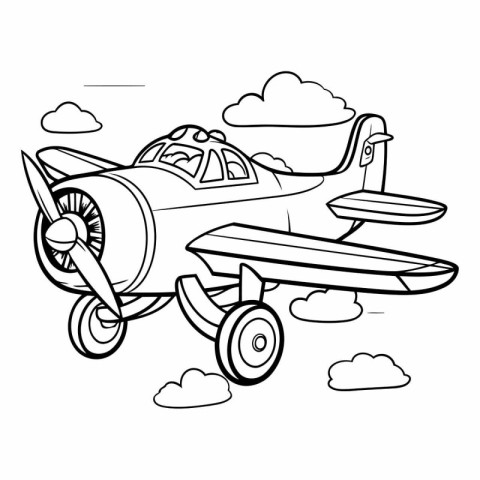 Airplane in the clouds. Coloring book for children