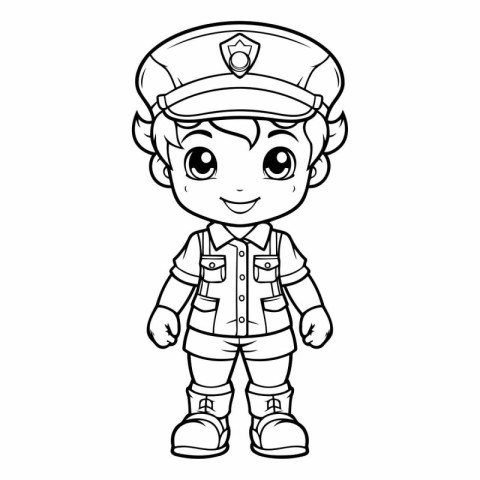 Coloring Page Outline Of Cartoon Police Officer or Policeman Cha