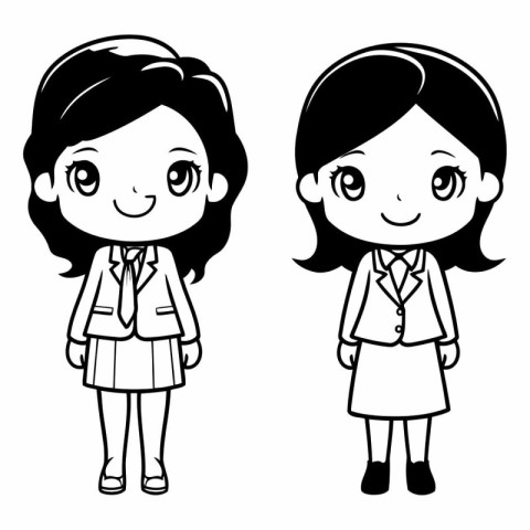 Illustration of a Cute Cartoon Girl in School Uniform - Vector