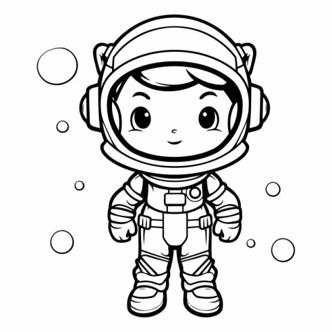 Cute astronaut boy cartoon in space suit vector illustration gra