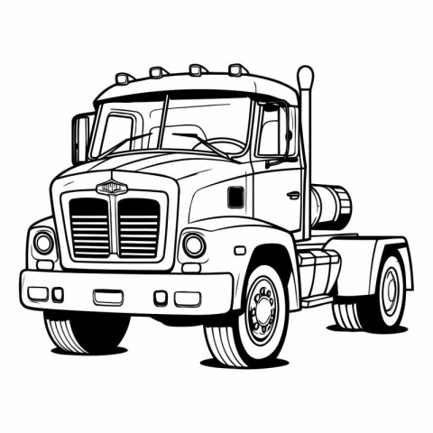 Vector image of a big truck on a white background. Side view.