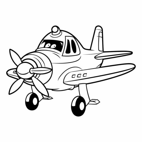 Vector illustration of a cartoon airplane. Coloring book for chi