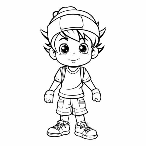 Cute Little Boy Cartoon Mascot Character Vector Illustration.