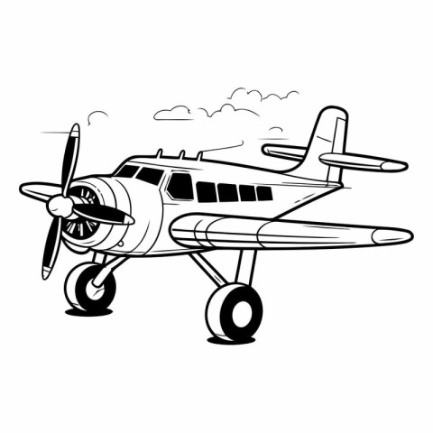 Vector illustration of a retro airplane on a white background. S