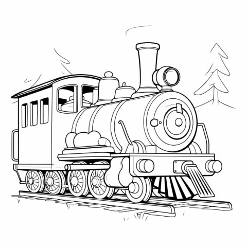 Steam locomotive. Coloring book for children.