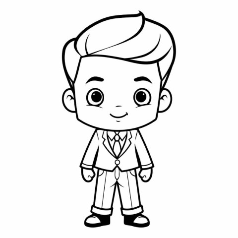 Cute Businessman Cartoon Character Vector Illustration. Coloring