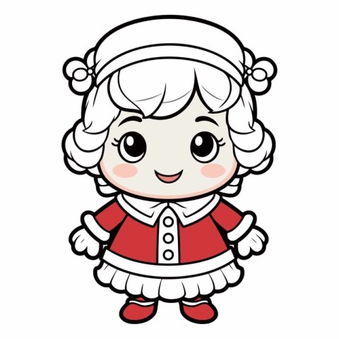 Cute Cartoon Girl in Snow Maiden Costume.