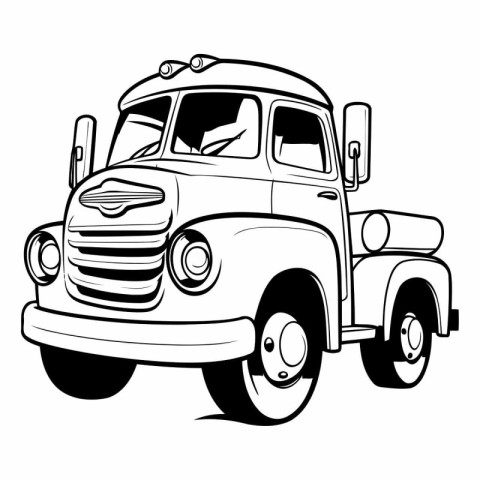 vintage truck vector illustration isolated on white background.