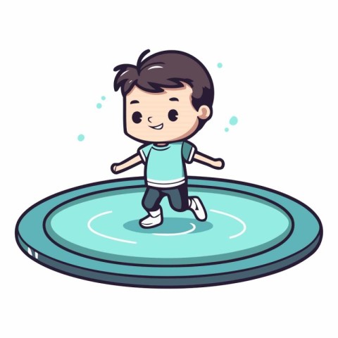 Cute boy jumping on a trampoline.