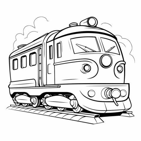 Vector illustration of a locomotive on a white background. Color