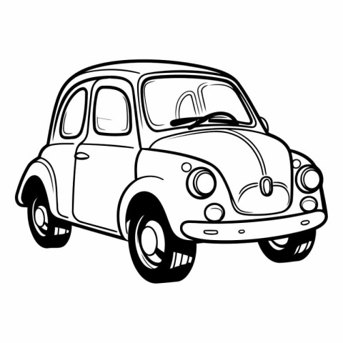 Vintage car isolated on white background. Hand drawn vector illu