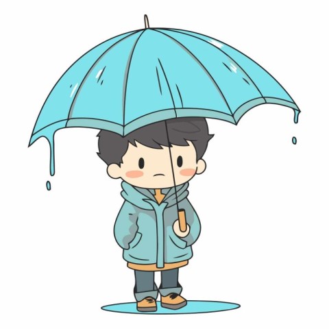 cute boy with an umbrella. eps10