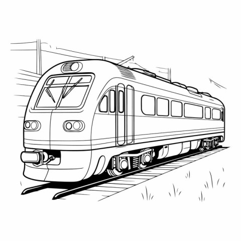 Train on the railway station in black and white colors.