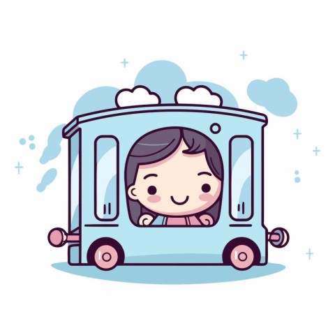 cute little boy inside train transport vector illustration eps 1