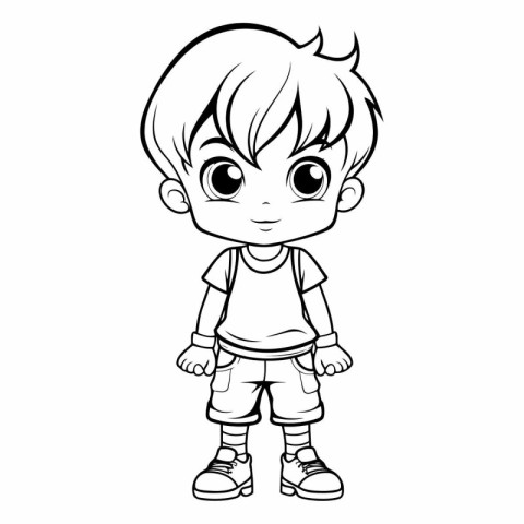 cute little boy cartoon vector illustration graphic design in bl