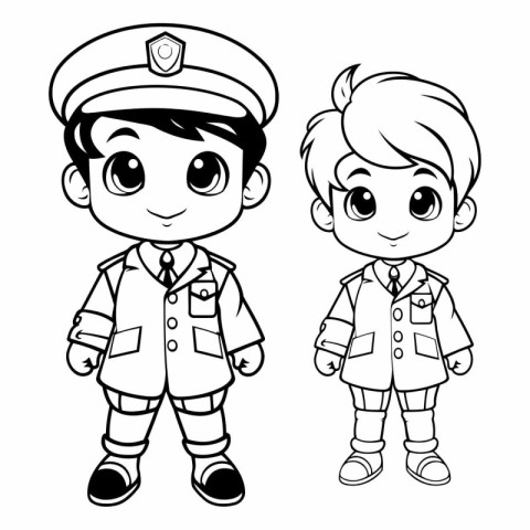 Coloring Page Outline Of Boy and Girl Policeman Coloring Book