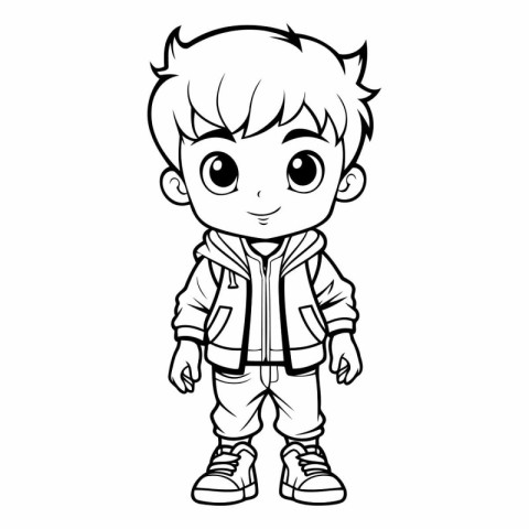 Cute little boy cartoon for kids coloring book.