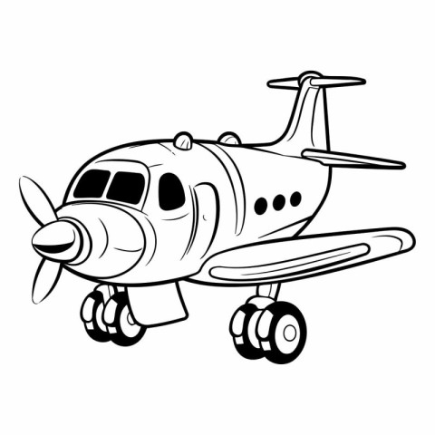 Cartoon airplane on wheels isolated on white background.