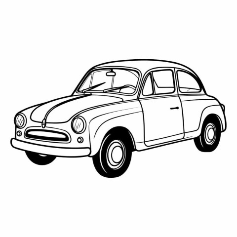 Retro car isolated on white background. Vector hand drawn illust