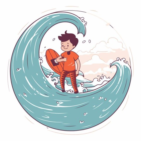 Boy surfing on the wave of a boy surfing on the wave.