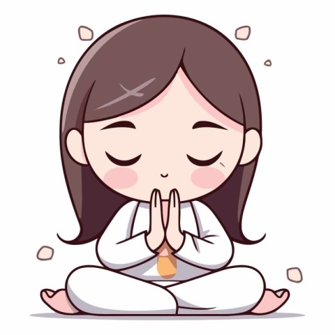 Cute Girl Praying - Cartoon Vector IllustrationÃ¯Â»Â¿