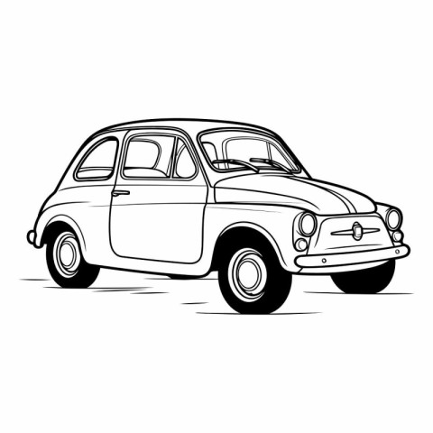 Retro car isolated on white background. Vector hand drawn illust