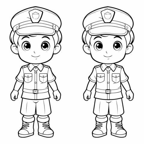 Coloring Page Outline Of Cartoon Police Officer and Policeman Ch