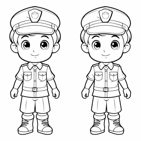 Coloring Page Outline Of Cartoon Police Officer and Policeman Ch