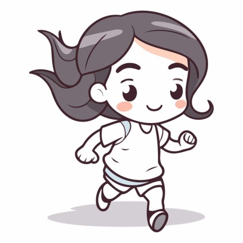 Cute little girl running and smiling cartoon character vector il