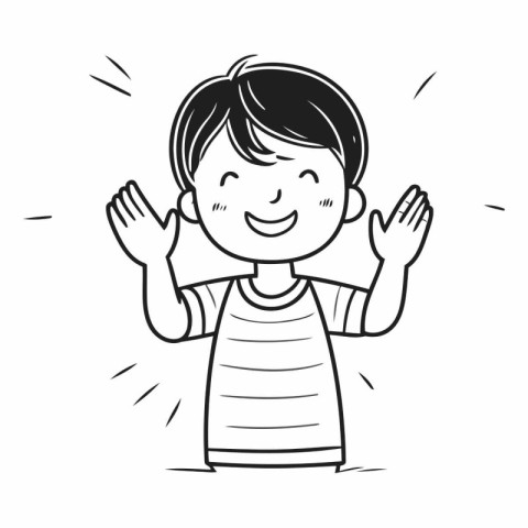 Vector illustration of happy little boy clapping his hands. Hand