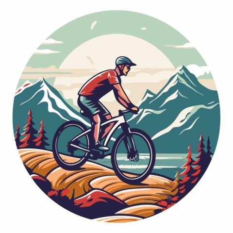 Mountain biker rides on a bike in the mountains.