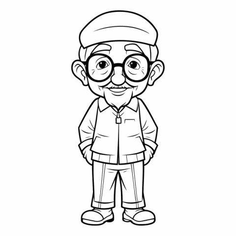 cute grandfather with eyeglasses and cap vector illustration gra