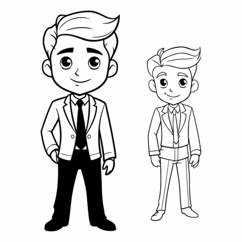 Coloring book for children: boy in a suit with a tie