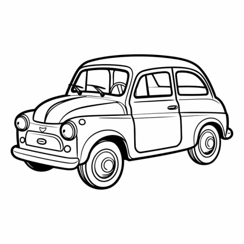 Retro car icon. Hand drawn illustration of retro car vector icon