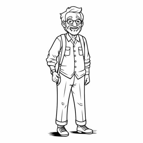 Cartoon old man with glasses of old man.