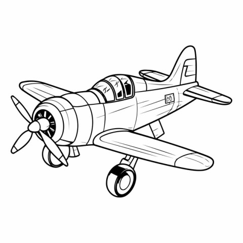 Vintage airplane icon. Hand drawn illustration of vintage airpla