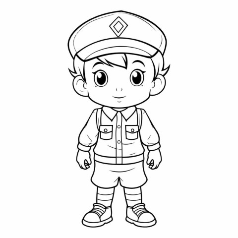 Coloring Page Outline Of a Little Boy in Uniform - Coloring Book