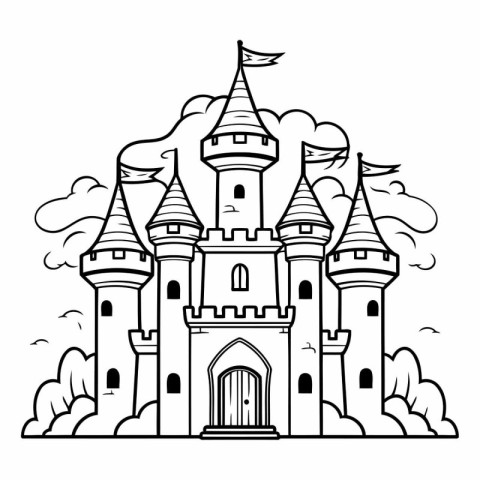 Castle icon. Fairytale fantasy kingdom fairytale castle