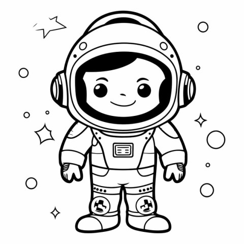 Coloring book for children: astronaut in space suit.