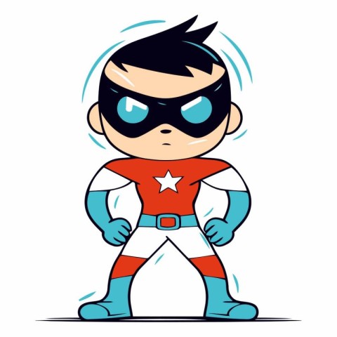 Cartoon superhero of a superhero in a flat style.