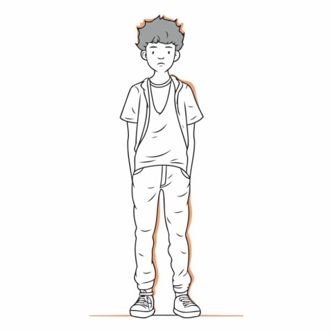 Vector illustration of a teenage boy in casual clothes.