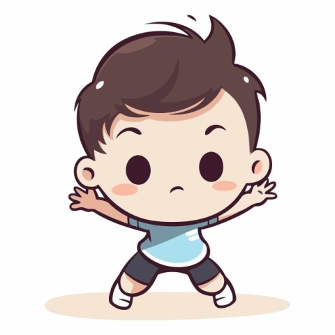 Cute Little Boy Cartoon Mascot Character Vector Illustration.