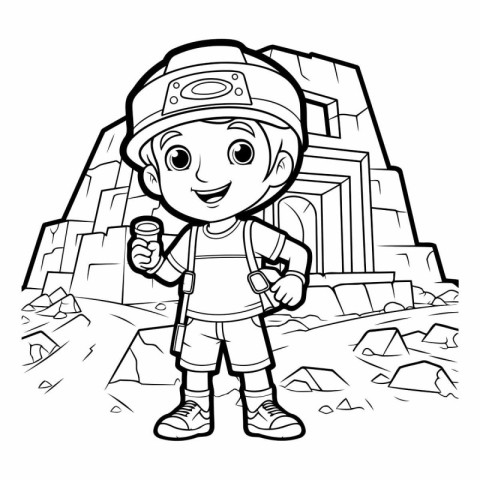 Coloring Page Outline Of a Cute Kid Boy Astronaut