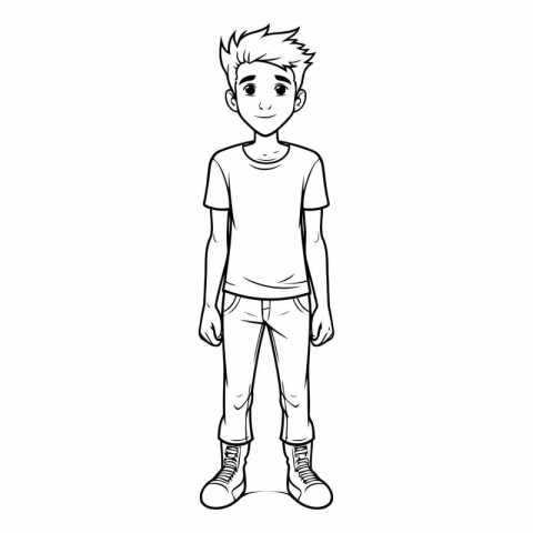 Vector illustration of a boy in casual clothes on a white backgr