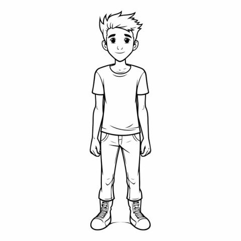 Vector illustration of a boy in casual clothes on a white backgr