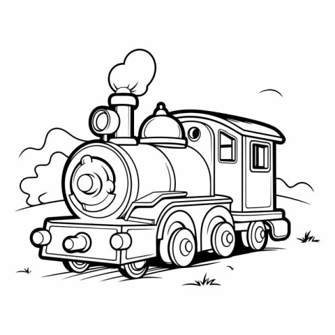 Vector Illustration of Cartoon Train or Steam Locomotive for Col